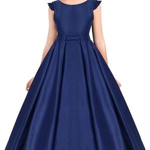Kids Girls Formal Dress in Dark Blue Flower girl